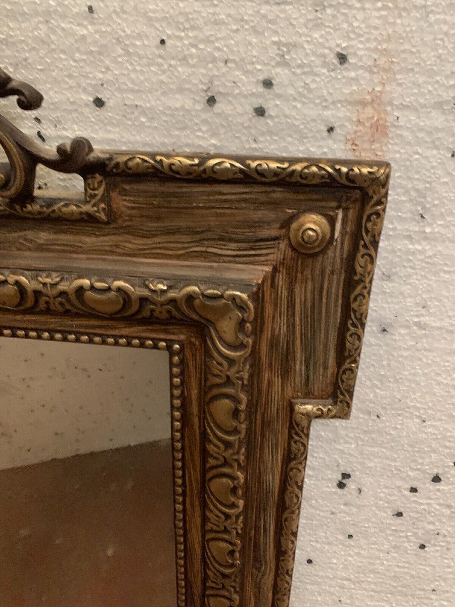 Napoleon III Style Mirror In Wood And Patinated Stucco XX Century-photo-3