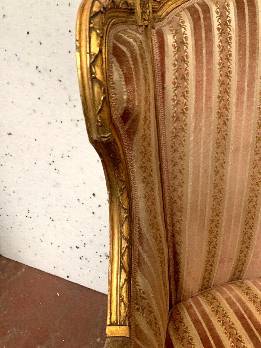 Bergère A Louis XVI Style Cushion In Golden Wood XX Century-photo-3