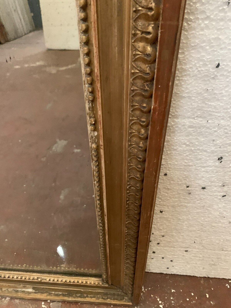 Miroir De Style Louis XVI En Bois Et Stuc Doré XIX Siècle-photo-2