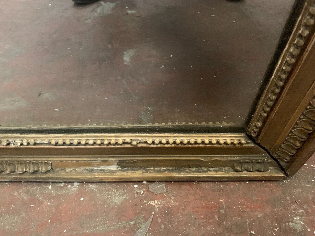 Miroir De Style Louis XVI En Bois Et Stuc Doré XIX Siècle-photo-3