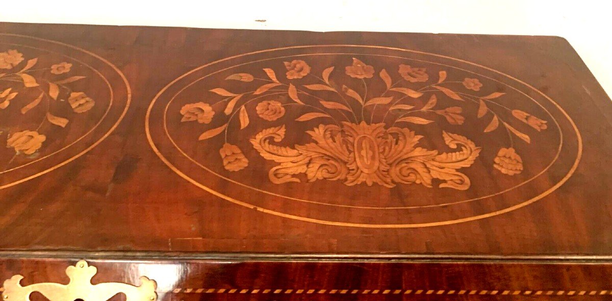 Scriban Commode In Dutch Marquetry XVIII Century-photo-1