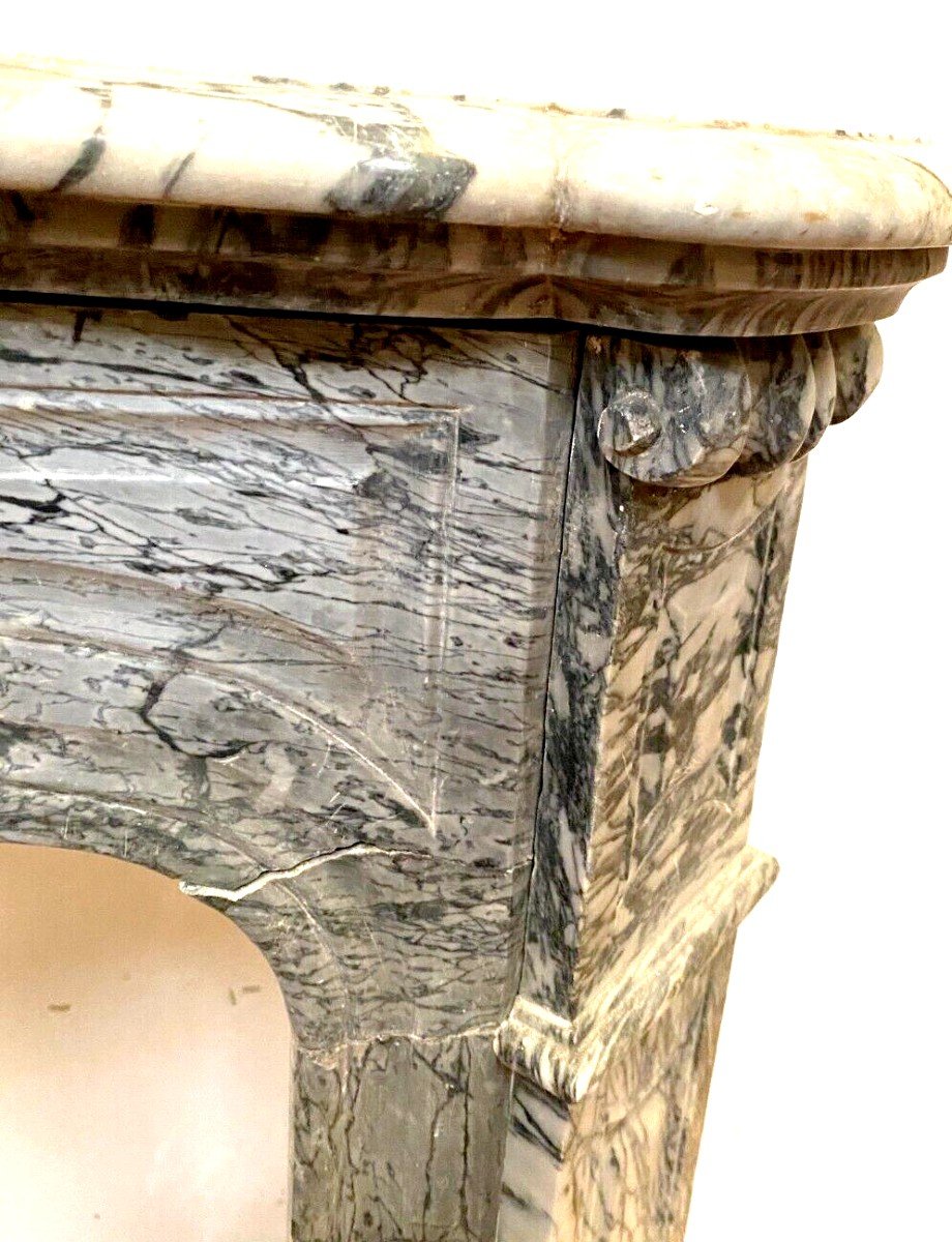 Louis XV Style Fireplace Model Pompadour Turquin Blue Marble XX Century-photo-5