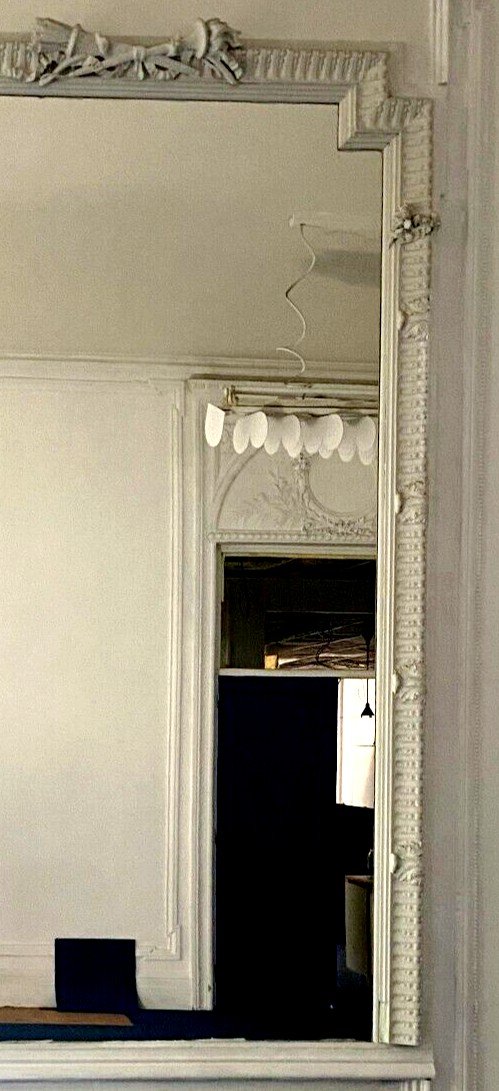 Miroir De Style Louis XVI En Bois Sculpté XX Siècle-photo-2