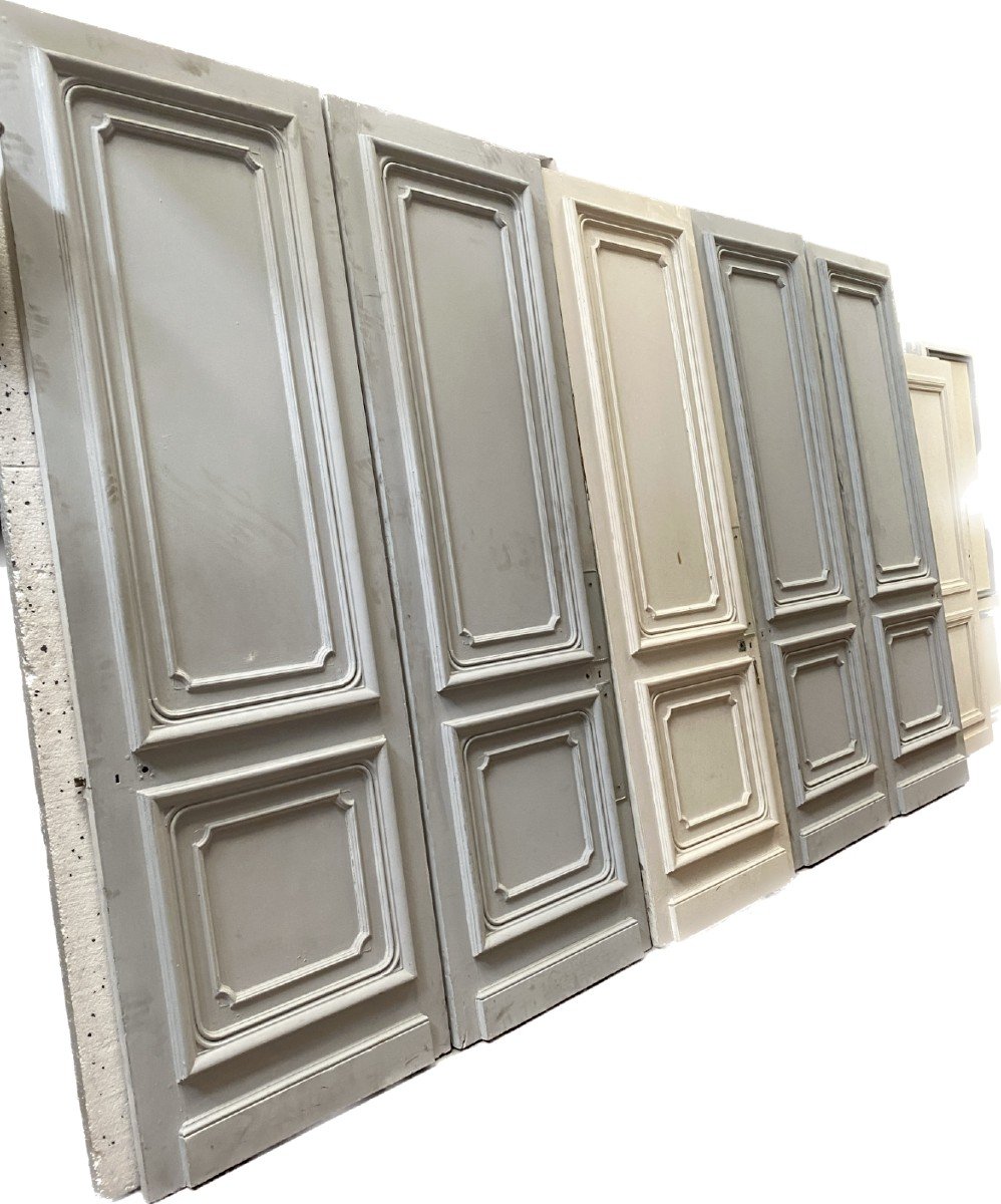 Suite Of Five Double-sided Haussmann Molded Doors 19th Century-photo-4