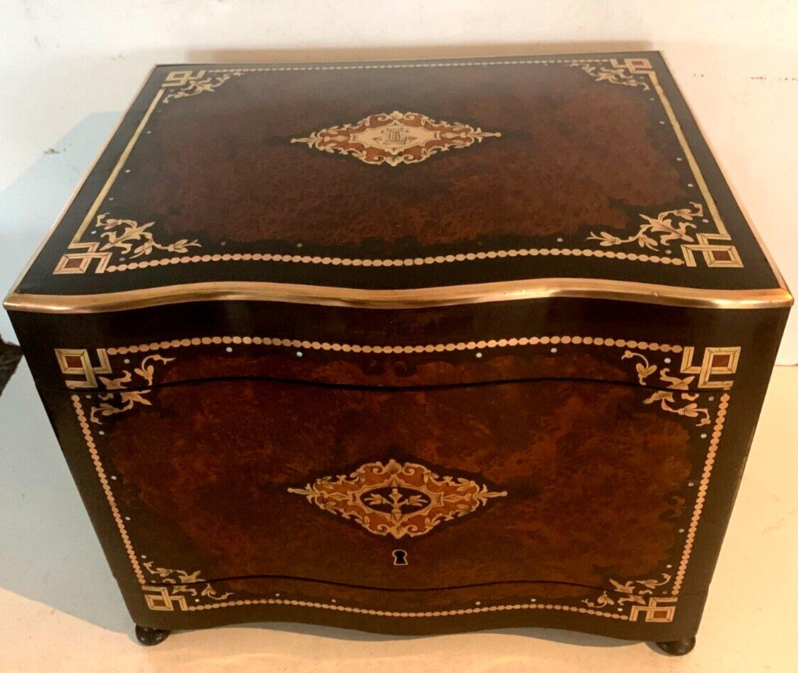 Complete Liqueur Cellar Boulle Napoleon III Box Marquetry Box XIX Century-photo-4