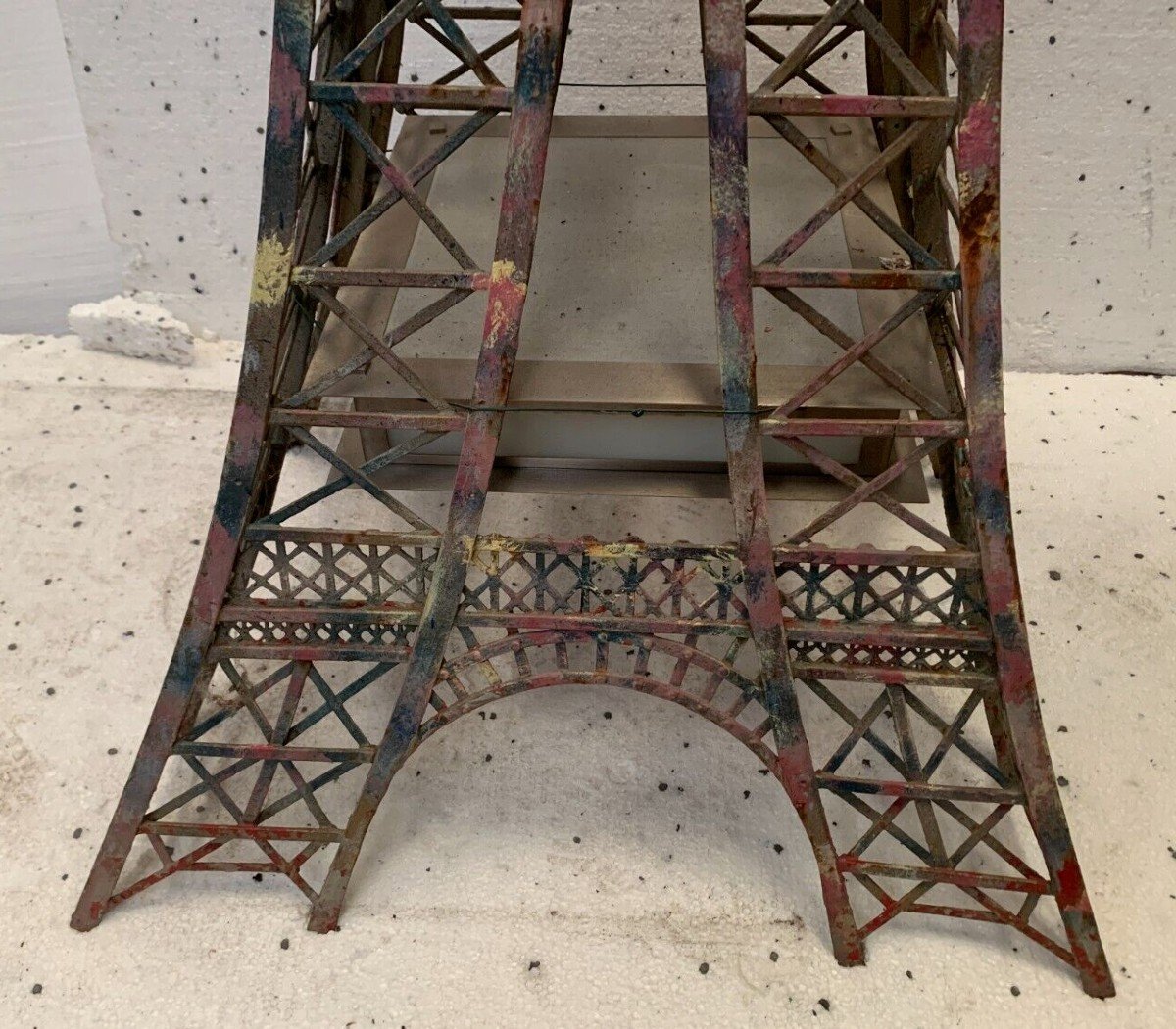 Eiffel Tower In Flat Iron And Patinated Angles 20th Century-photo-2