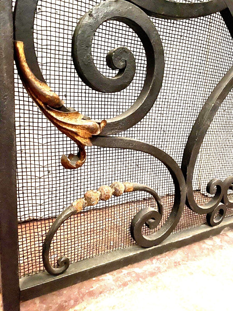 Pair Of Consoles Or Radiator Cover In Patinated Wrought Iron 20th Century-photo-4