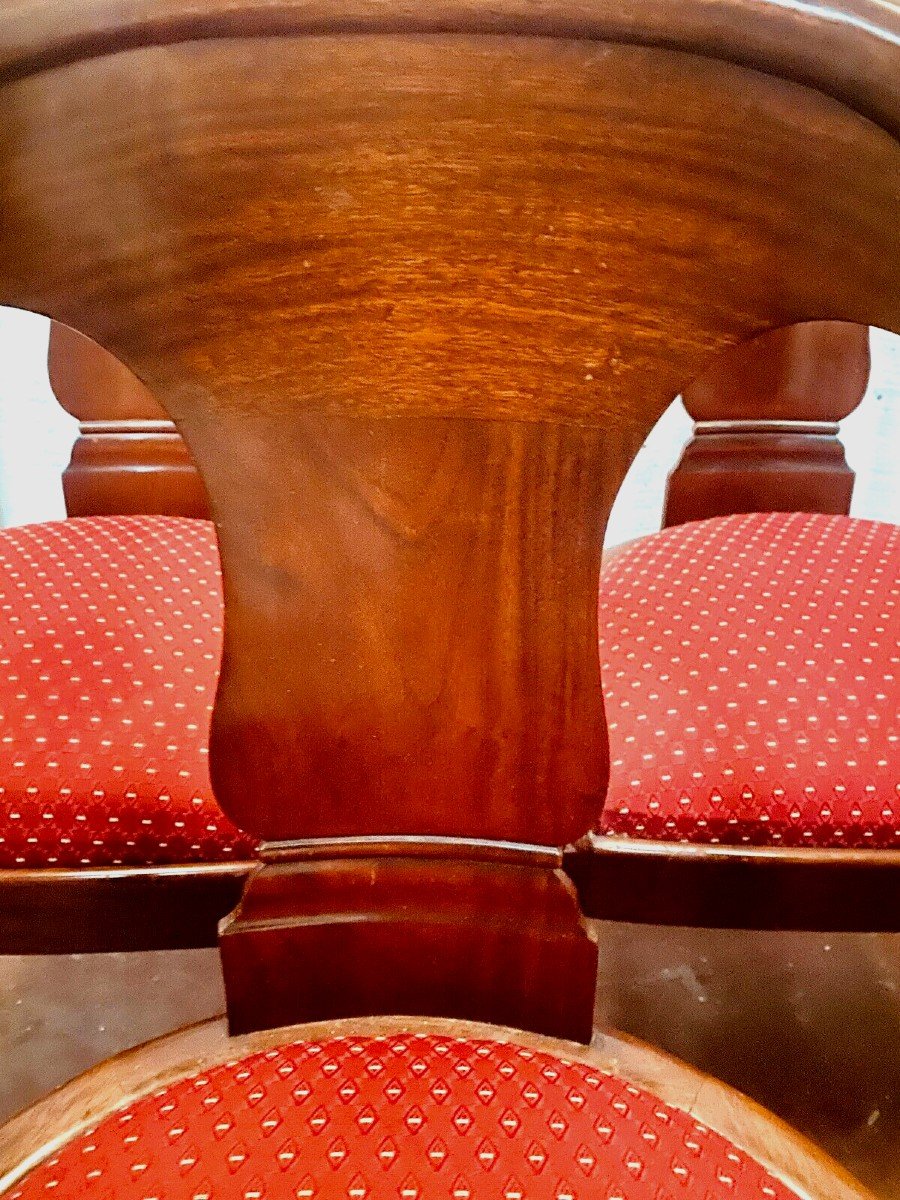 Suite Of Six Gondola Chairs In Mahogany And Veneer 20th Century-photo-3