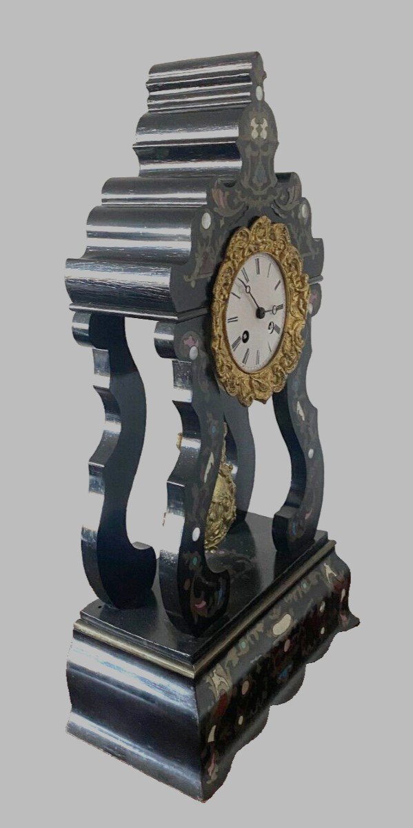 Napoleon Period Portico Clock In Brass Marquetry 19th Century-photo-7
