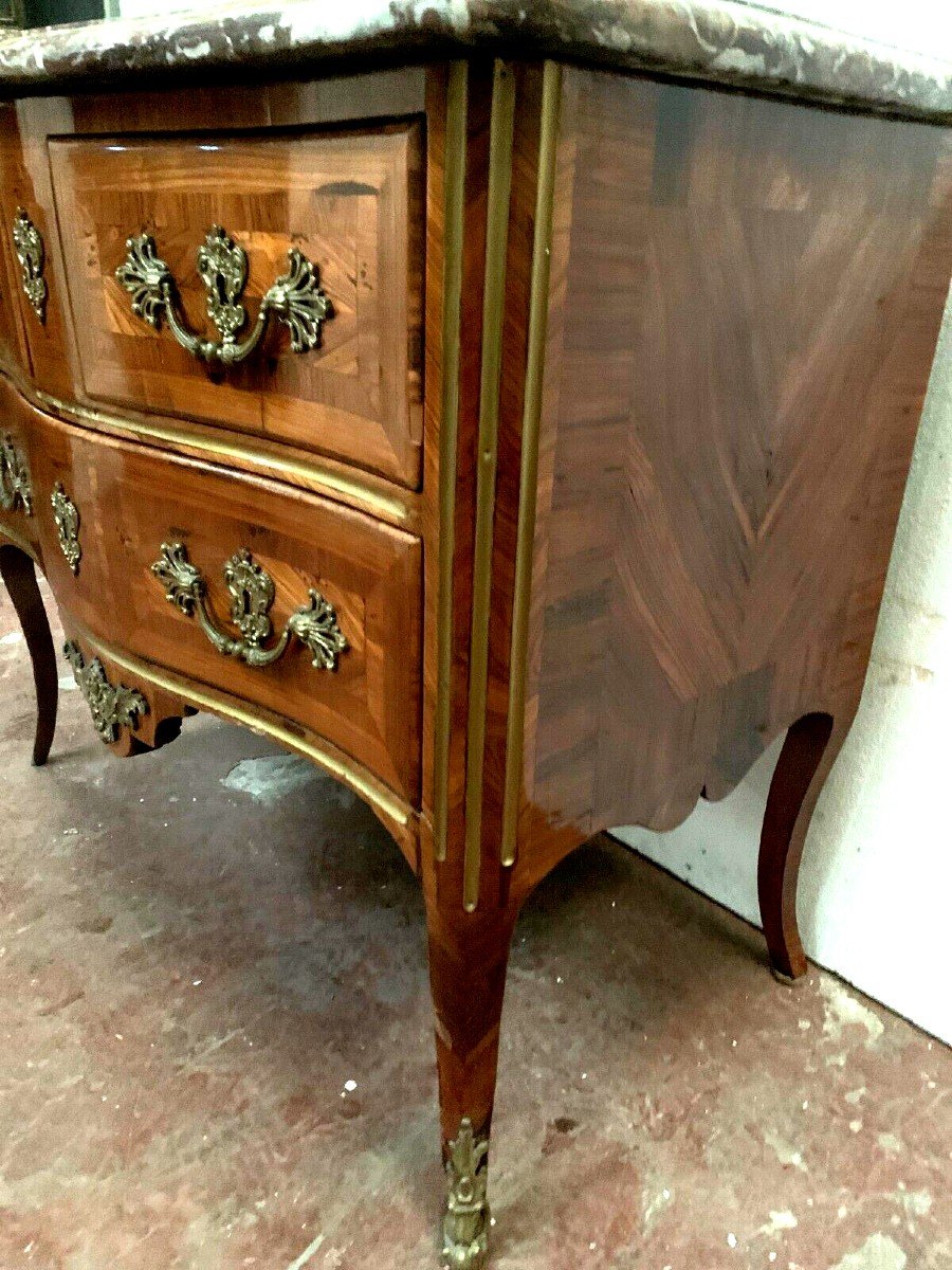 Commode Sauteuse Louis XV A Façade Galbée XVIII Siècle-photo-2