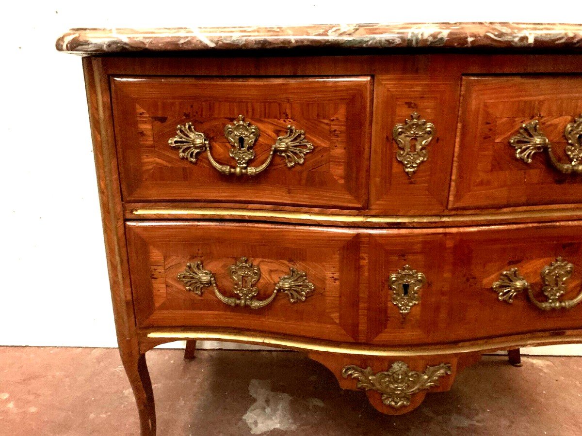 Commode Sauteuse Louis XV A Façade Galbée XVIII Siècle-photo-5