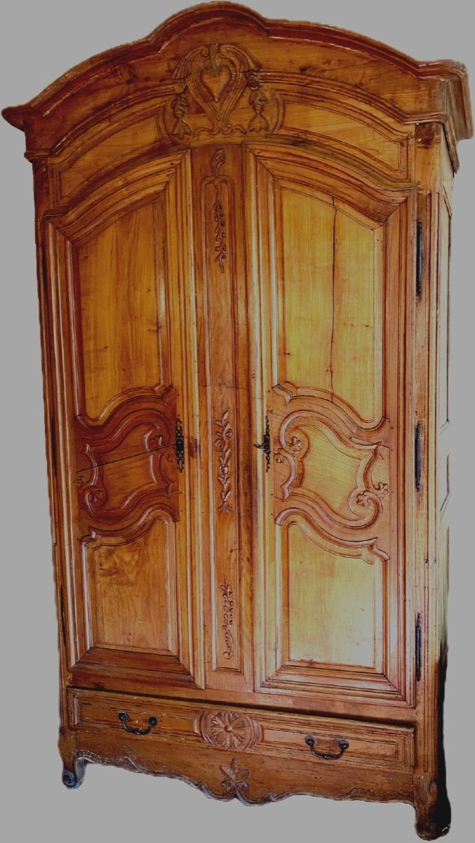 Bridal Wardrobe With Gendarme Hat In Solid Cherry Wood 18th Century