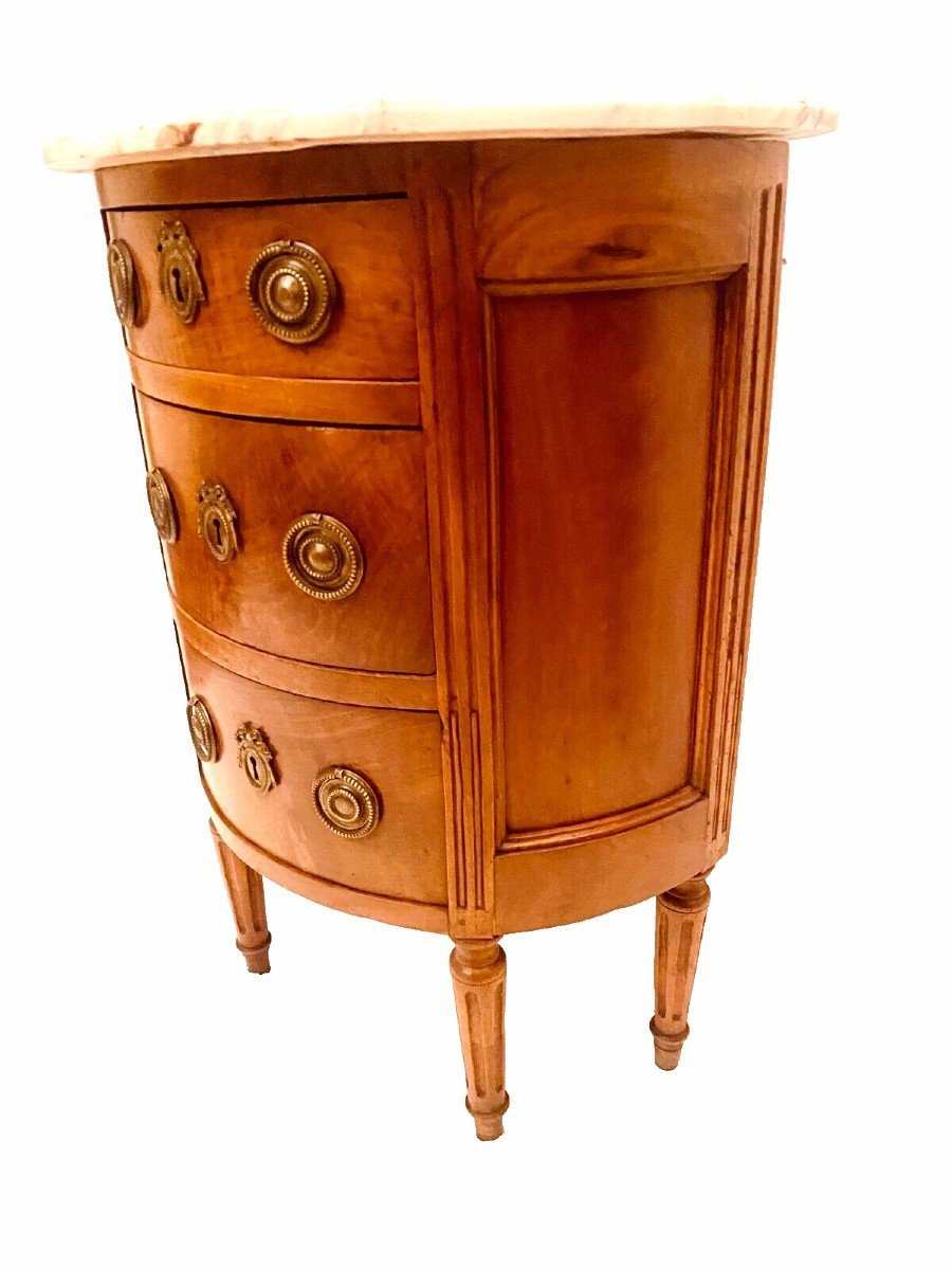 Louis XVI Style Half Moon Commode In Walnut 19th Century-photo-2