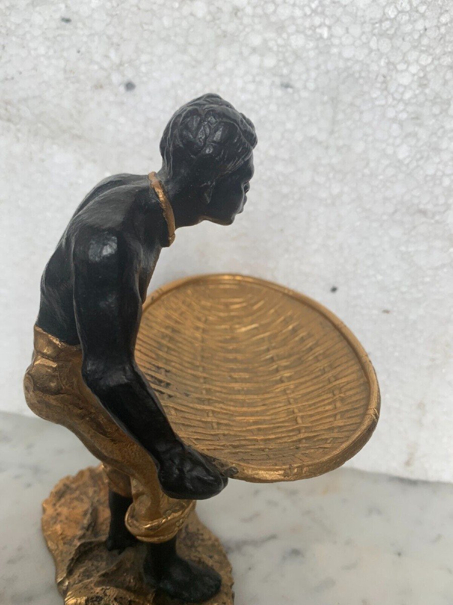 "l'homme Au Panier Tressé " Groupe En Bronze A Double Patine XX Siècle-photo-4