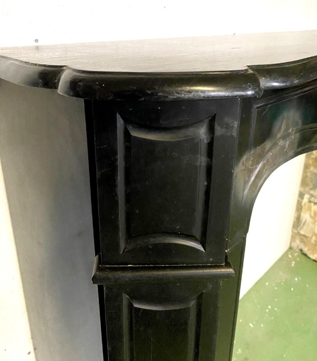 Louis XV Style Fireplace Model Pompadour Black Marble XX Century-photo-4