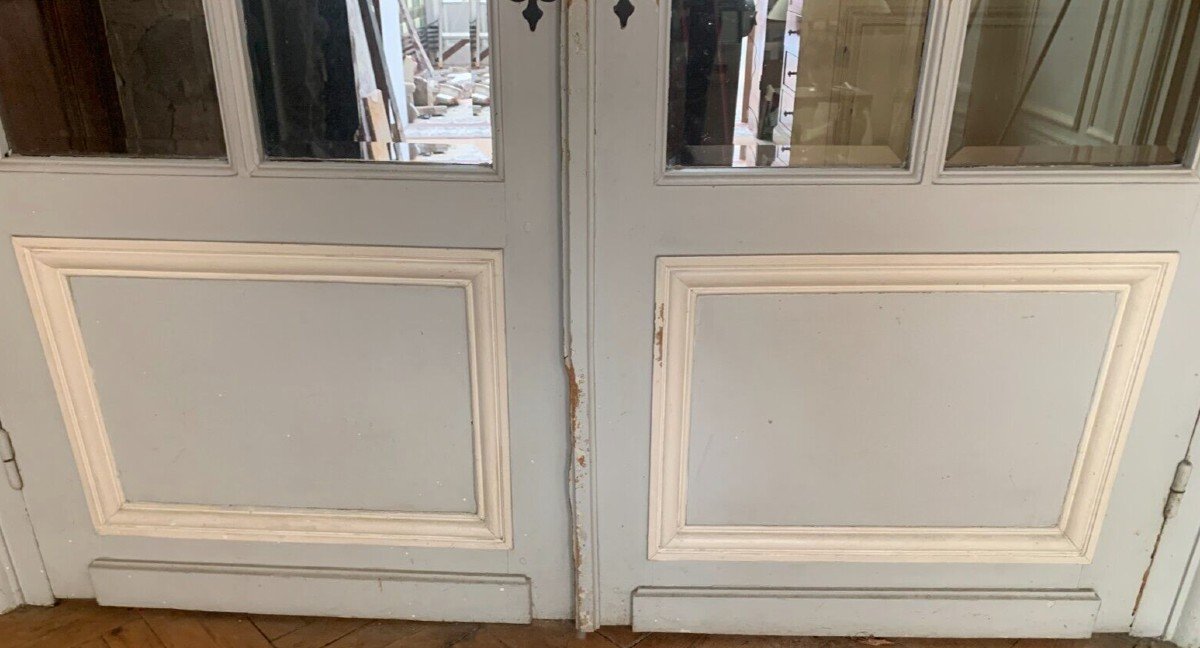 Double Separation Doors With Transom And Beveled Glass XX Century-photo-3