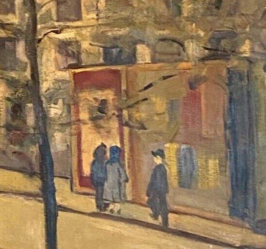 " Vue Animée d'Une Rue De Paris " Huile Sur Toile XX Siècle-photo-4