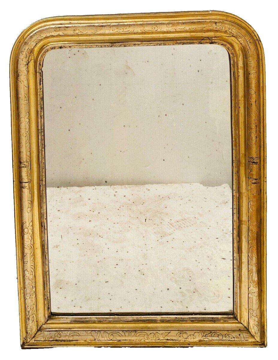 Miroir Louis Philippe En Bois Et Stuc Doré XIX Siècle-photo-4