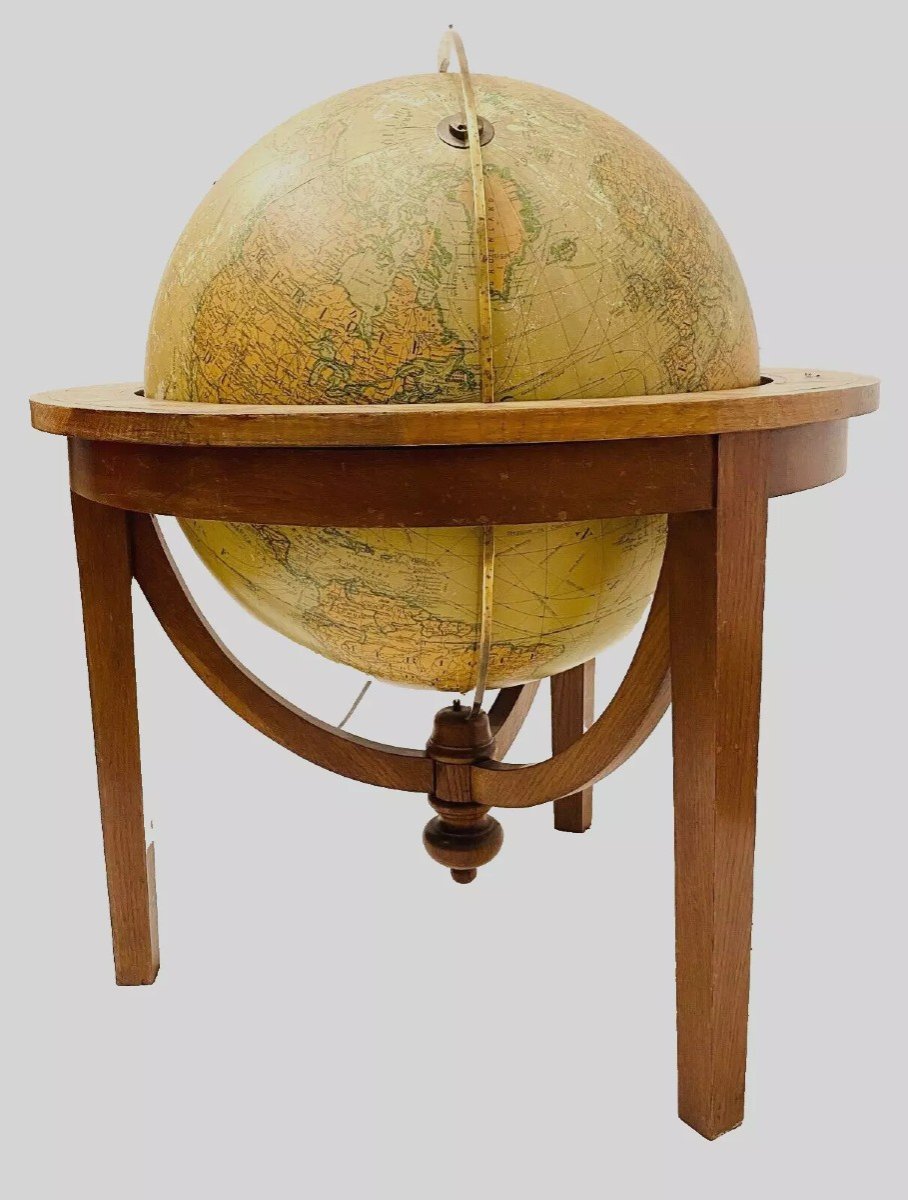 Glass Globe On Wooden Base 20th Century-photo-1