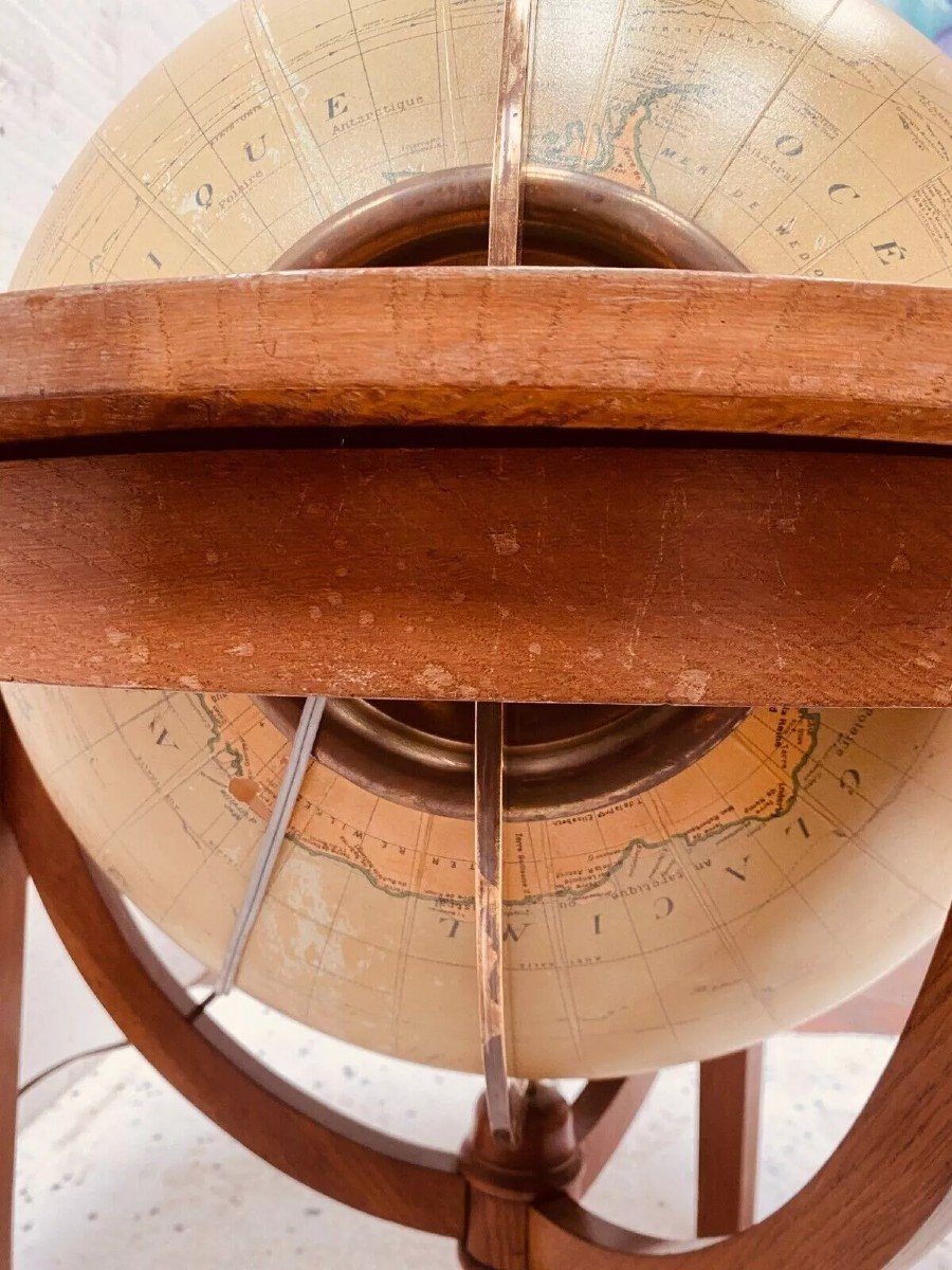 Glass Globe On Wooden Base 20th Century-photo-4