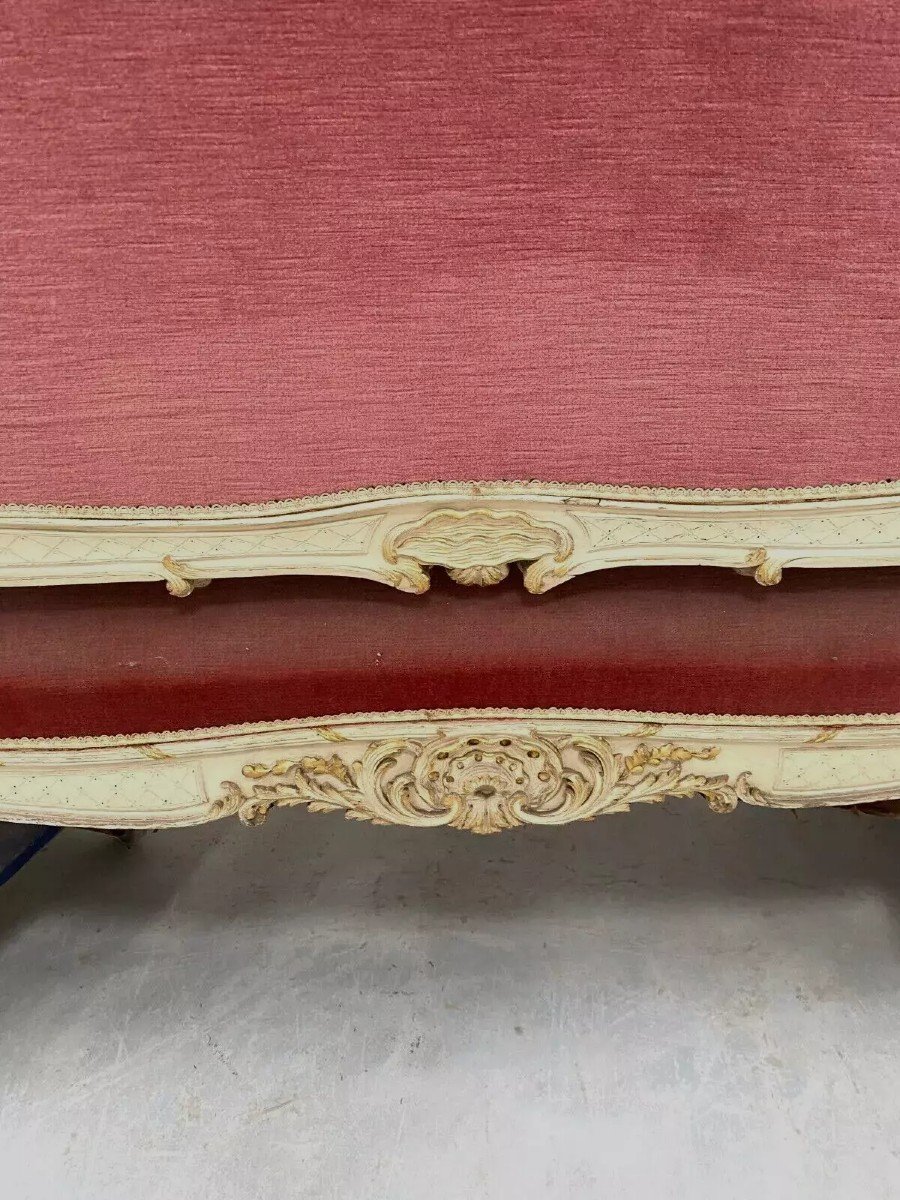 Louis XV Style Bench In Lacquered And Gilded Beech, 20th Century-photo-7