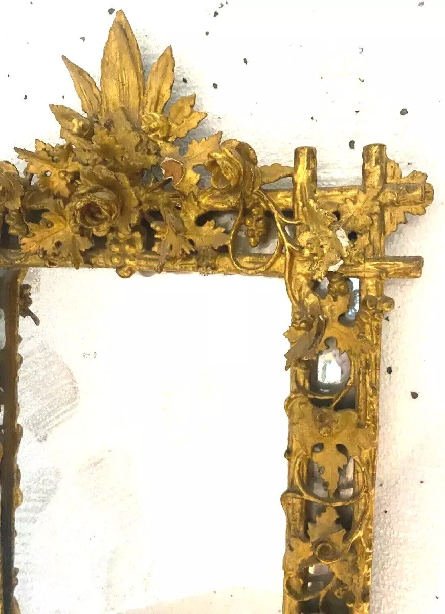 Louis XVI Style Mirror In Carved Wood And Gilded With Gold Leaf, 19th Century-photo-2