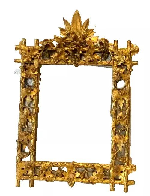 Louis XVI Style Mirror In Carved Wood And Gilded With Gold Leaf, 19th Century