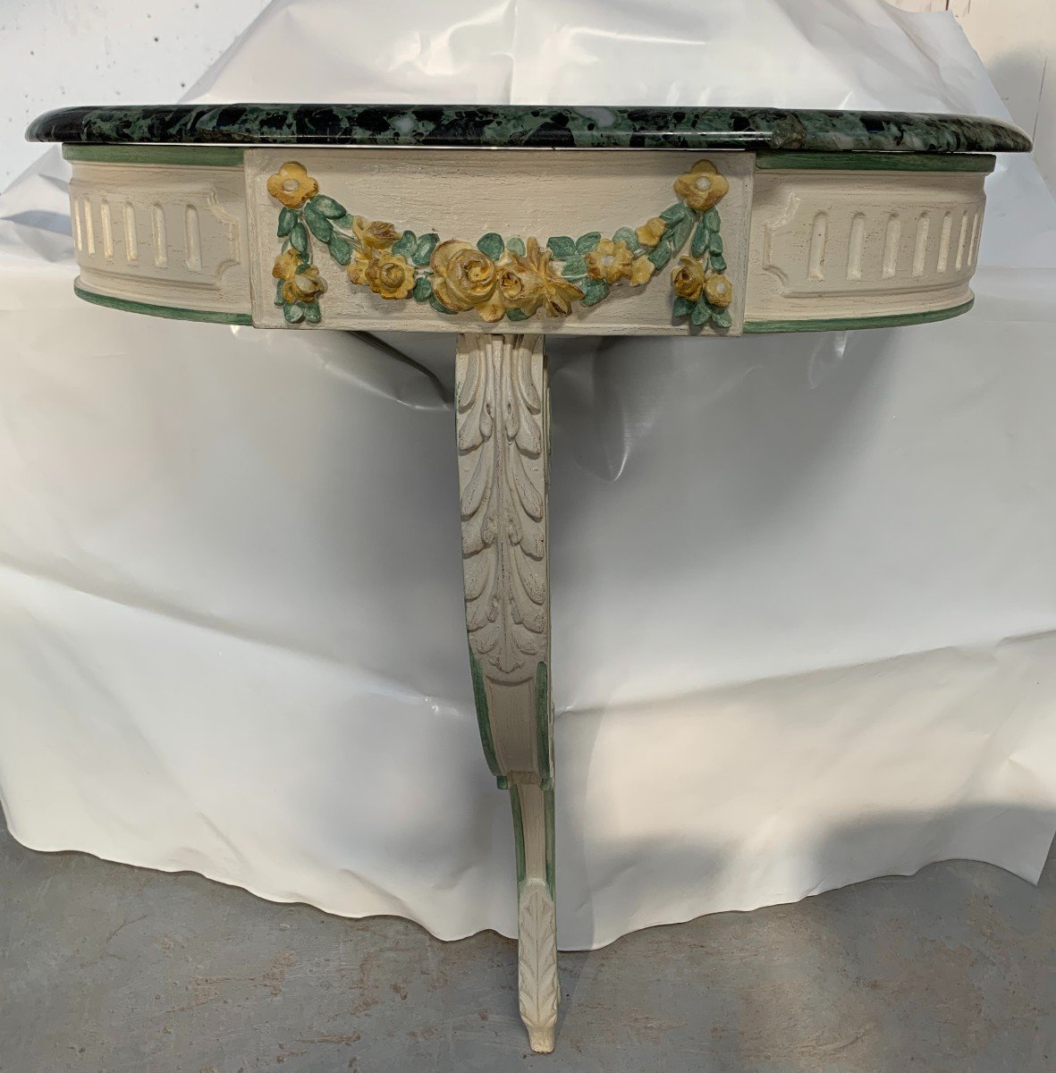 Console And Its Trumeau In Louis XVI Style In Painted Wood, 20th Century-photo-2