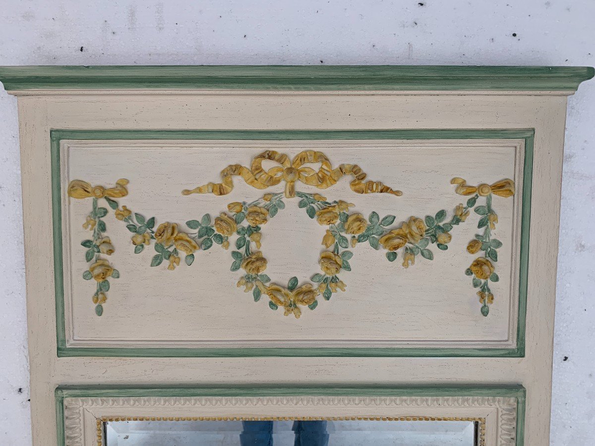 Console And Its Trumeau In Louis XVI Style In Painted Wood, 20th Century-photo-3