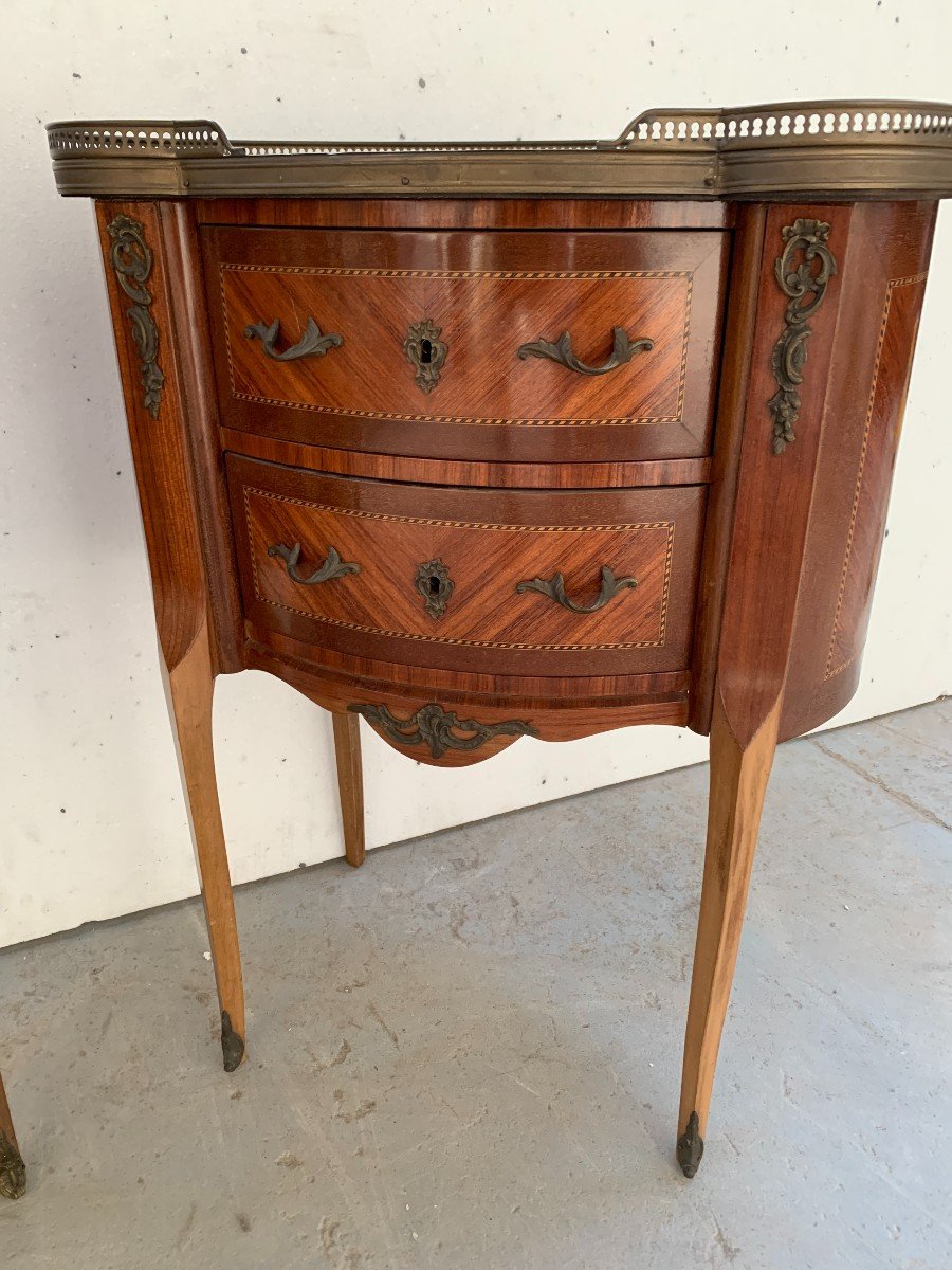 Pair Of Small Louis XV Style Kidney Chests Of Drawers / 20th Century-photo-2