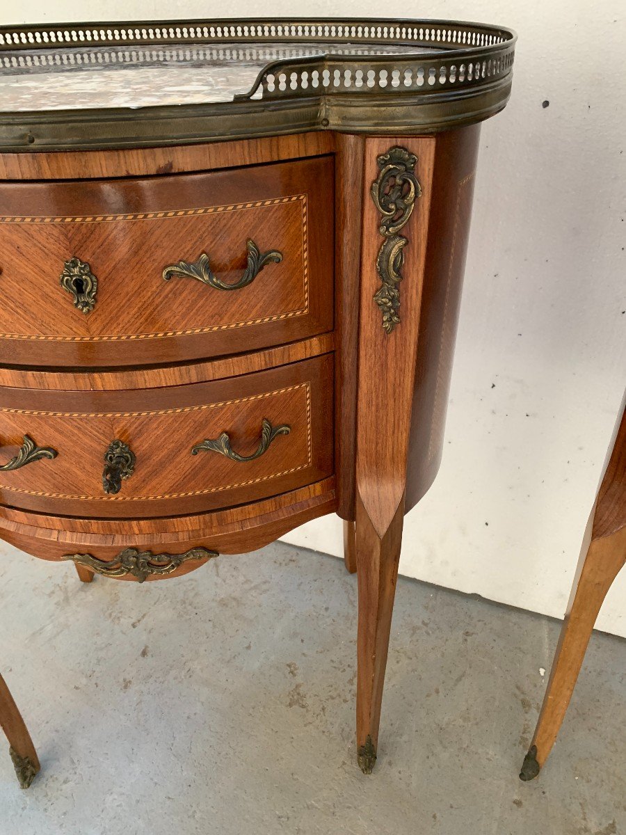 Pair Of Small Louis XV Style Kidney Chests Of Drawers / 20th Century-photo-1