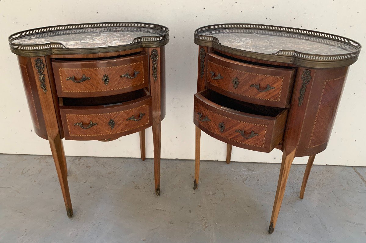 Pair Of Small Louis XV Style Kidney Chests Of Drawers / 20th Century-photo-4