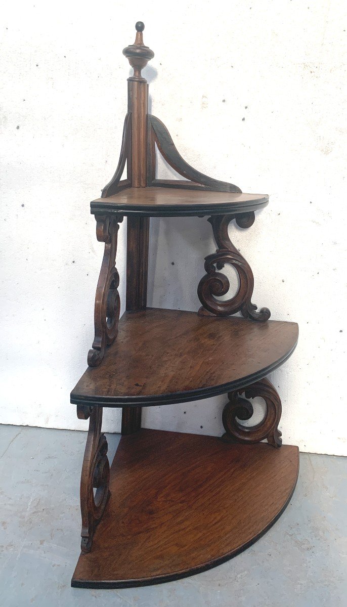 Napoleon III Corner Shelf In Solid Walnut 19th Century-photo-2