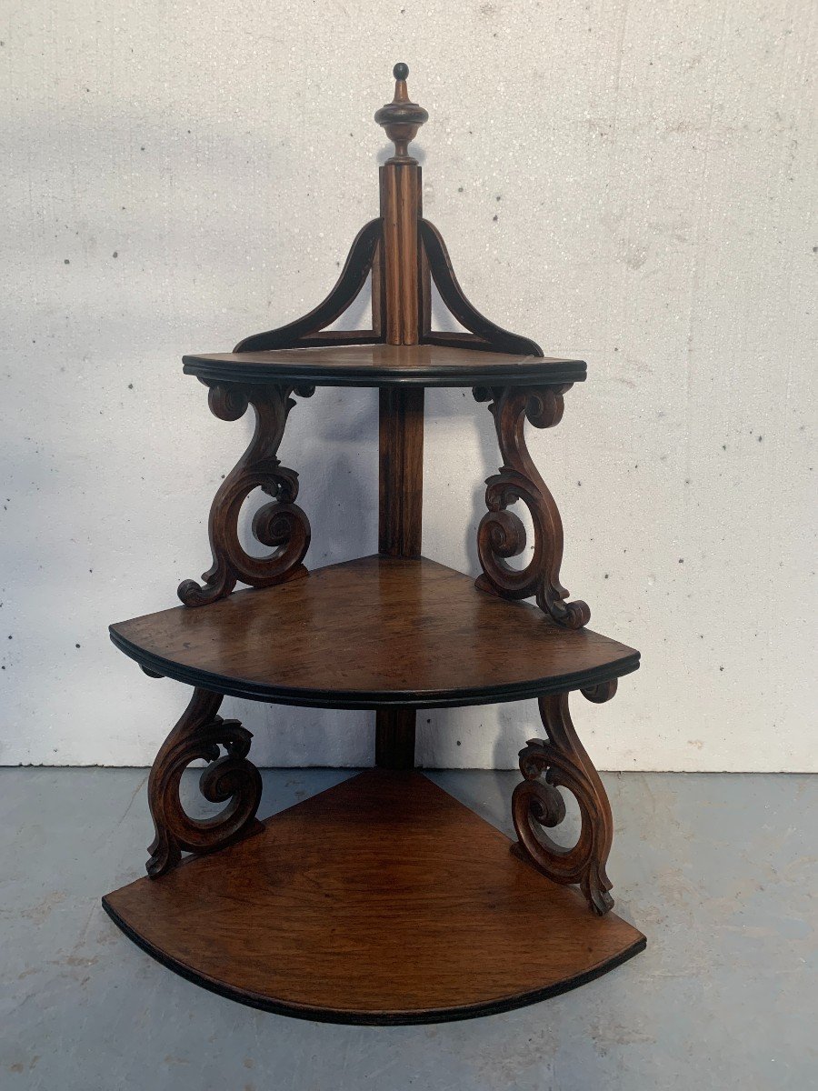 Napoleon III Corner Shelf In Solid Walnut 19th Century-photo-1