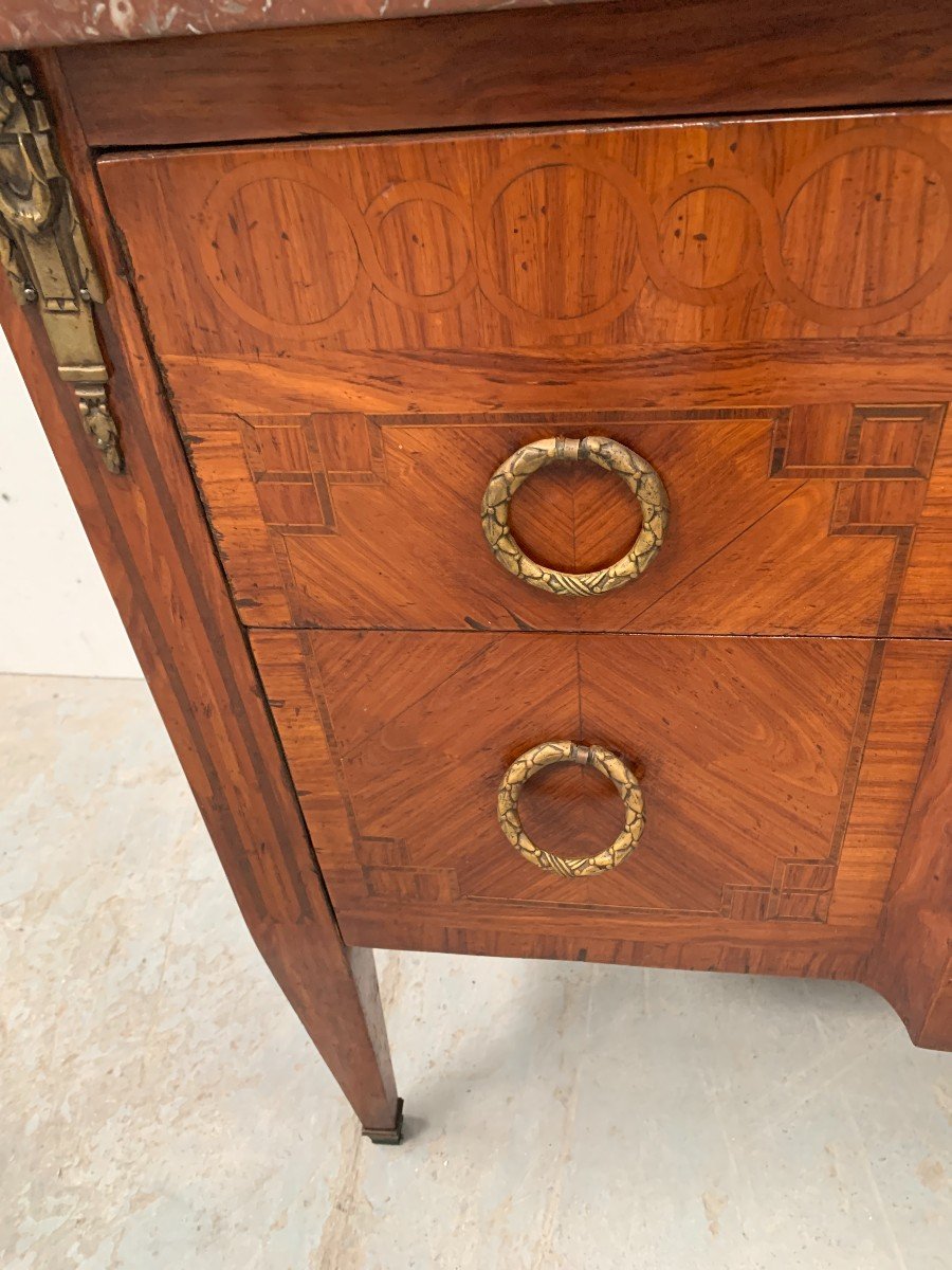 Louis XVI Chest Of Drawers In Veneer Marquetry 20th Century-photo-4