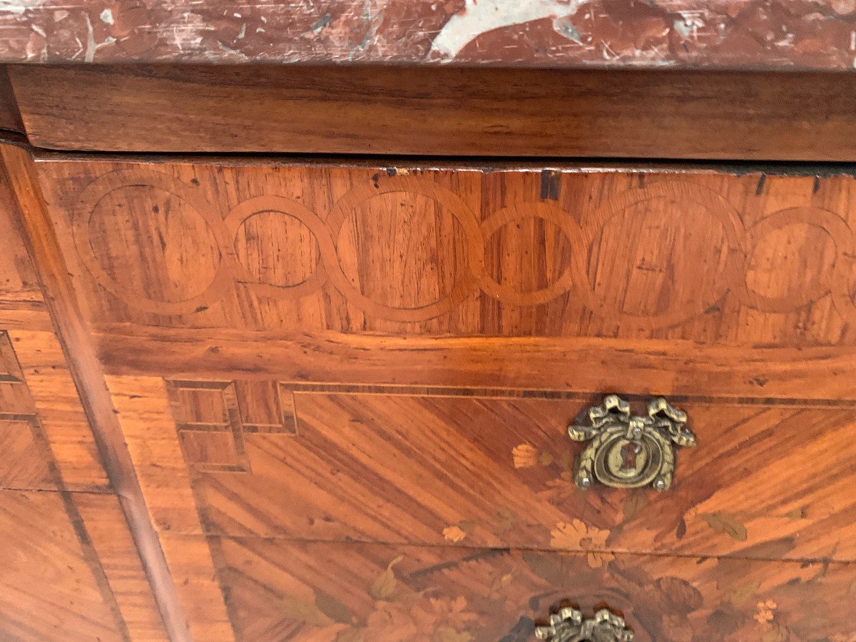 Louis XVI Chest Of Drawers In Veneer Marquetry 20th Century-photo-1