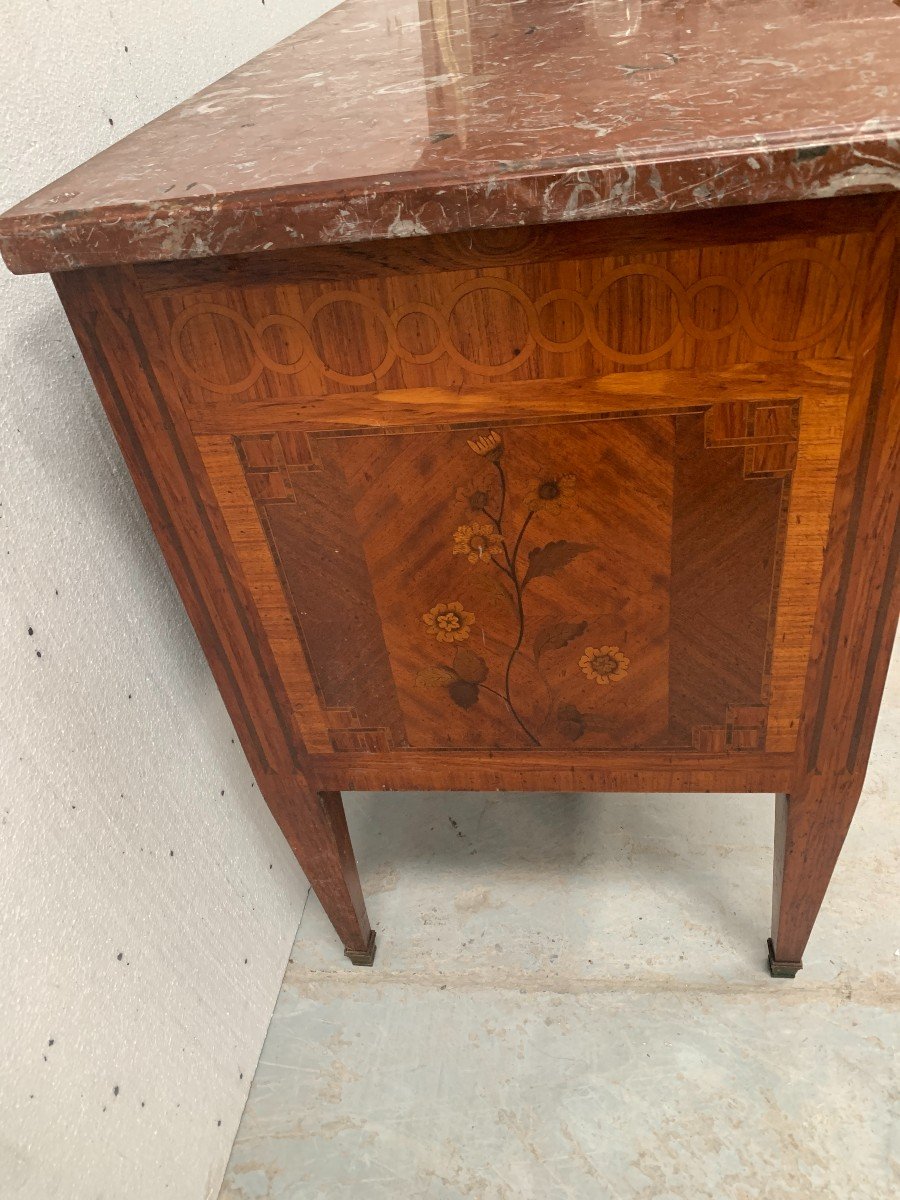 Louis XVI Chest Of Drawers In Veneer Marquetry 20th Century-photo-7