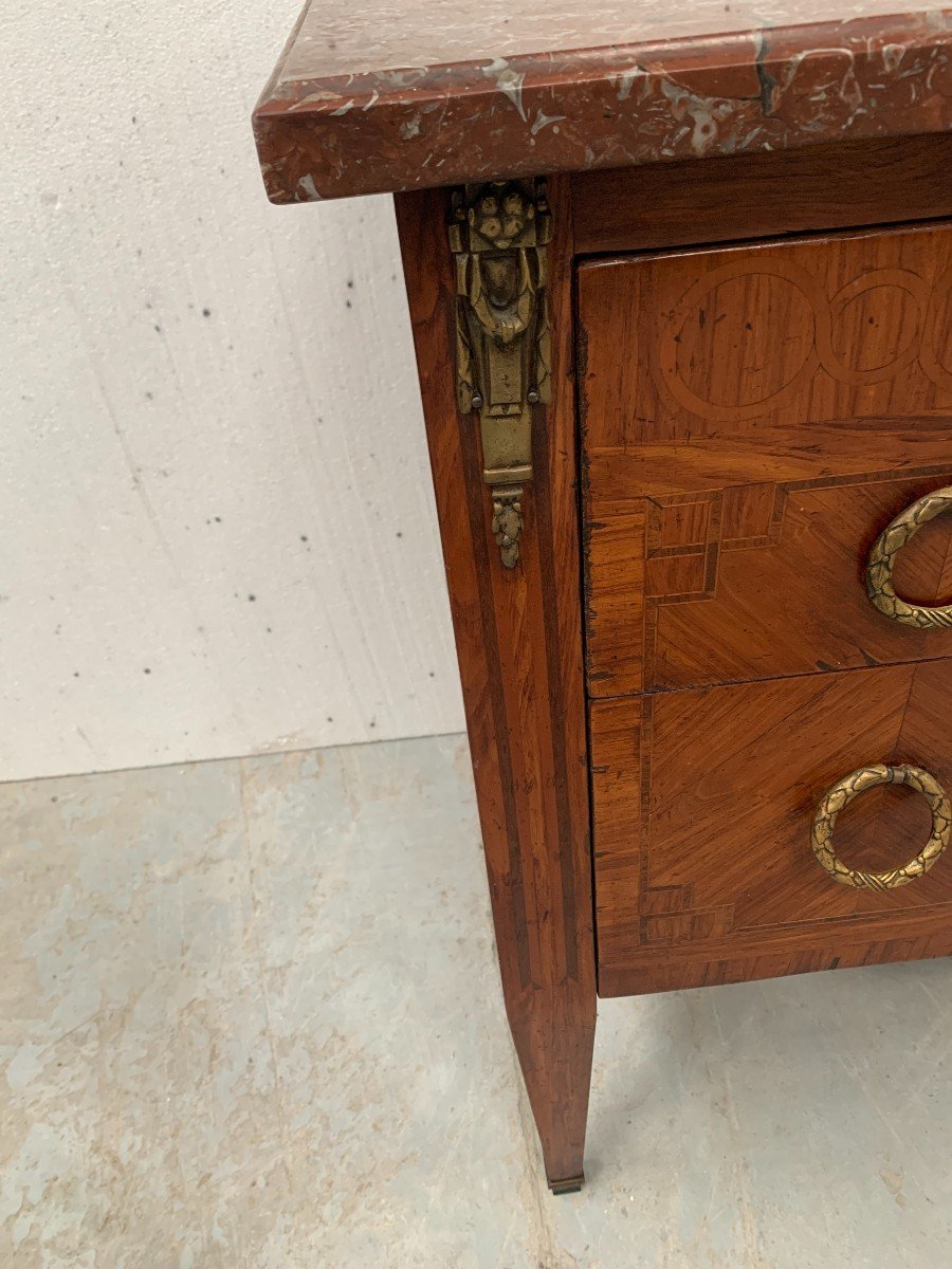 Louis XVI Chest Of Drawers In Veneer Marquetry 20th Century-photo-8