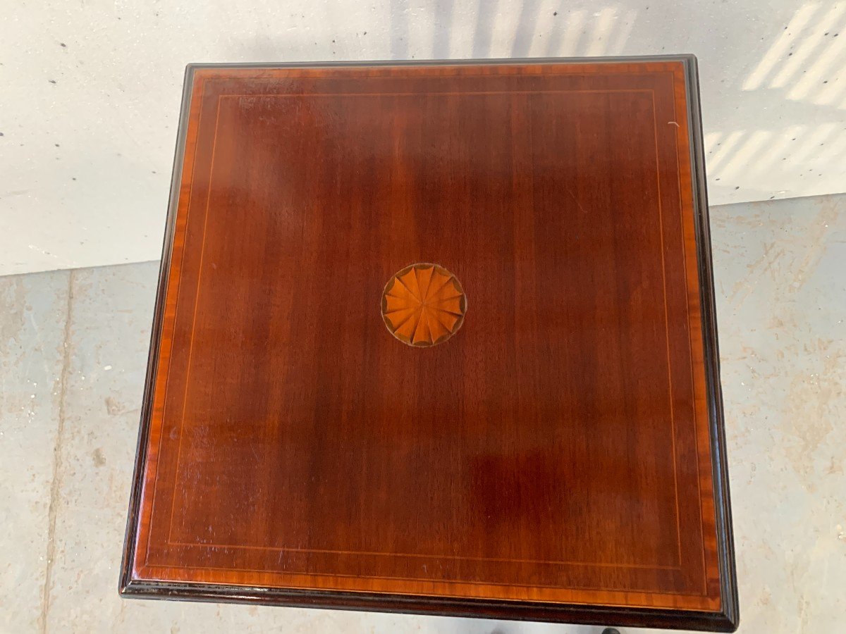 20th Century Mahogany Revolving Bookcase With Marquetry Top-photo-2