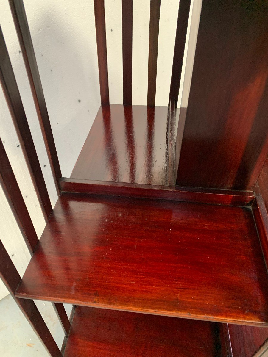 20th Century Mahogany Revolving Bookcase With Marquetry Top-photo-4