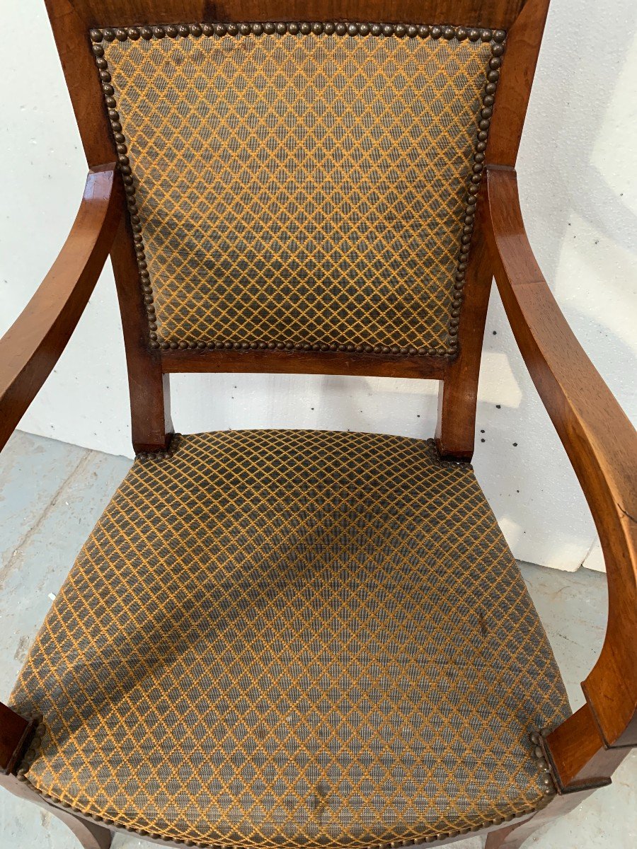 Set Of Six Restoration Armchairs In Mahogany, 19th Century-photo-6