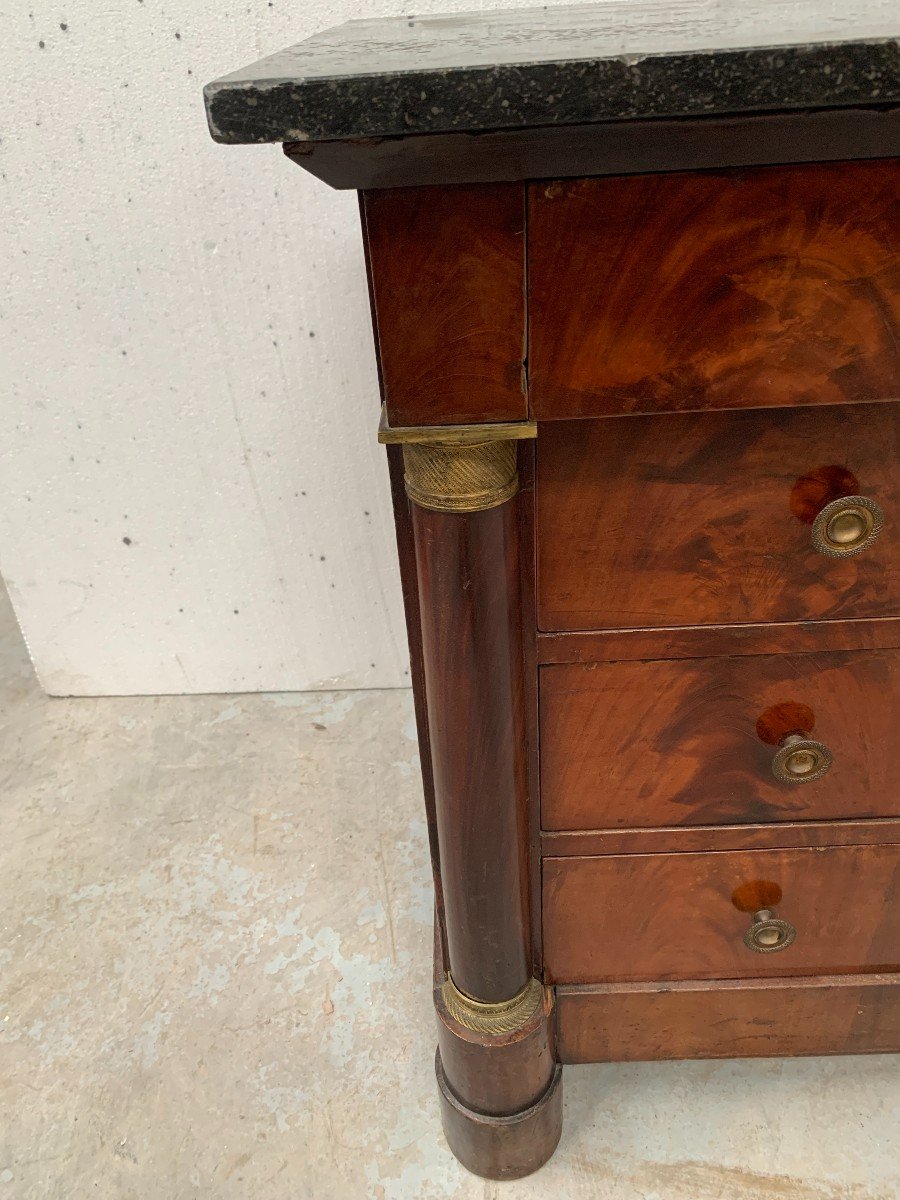 Empire Mahogany Chest Of Drawers With Half Columns, 19th Century-photo-2