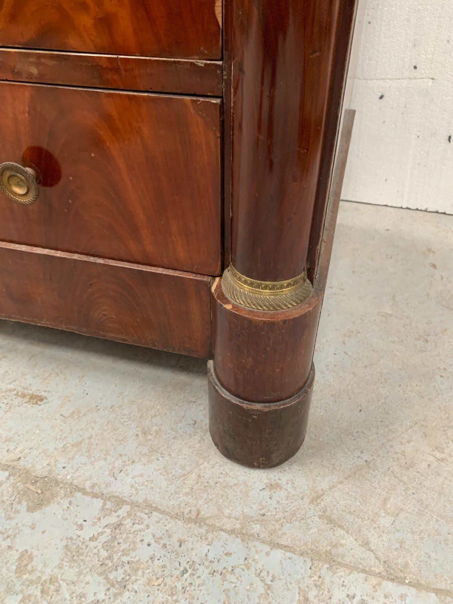 Empire Mahogany Chest Of Drawers With Half Columns, 19th Century-photo-3