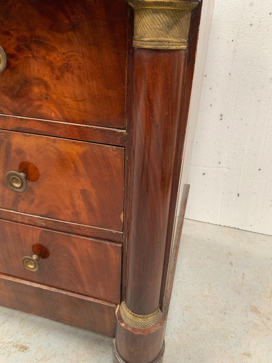 Empire Mahogany Chest Of Drawers With Half Columns, 19th Century-photo-4