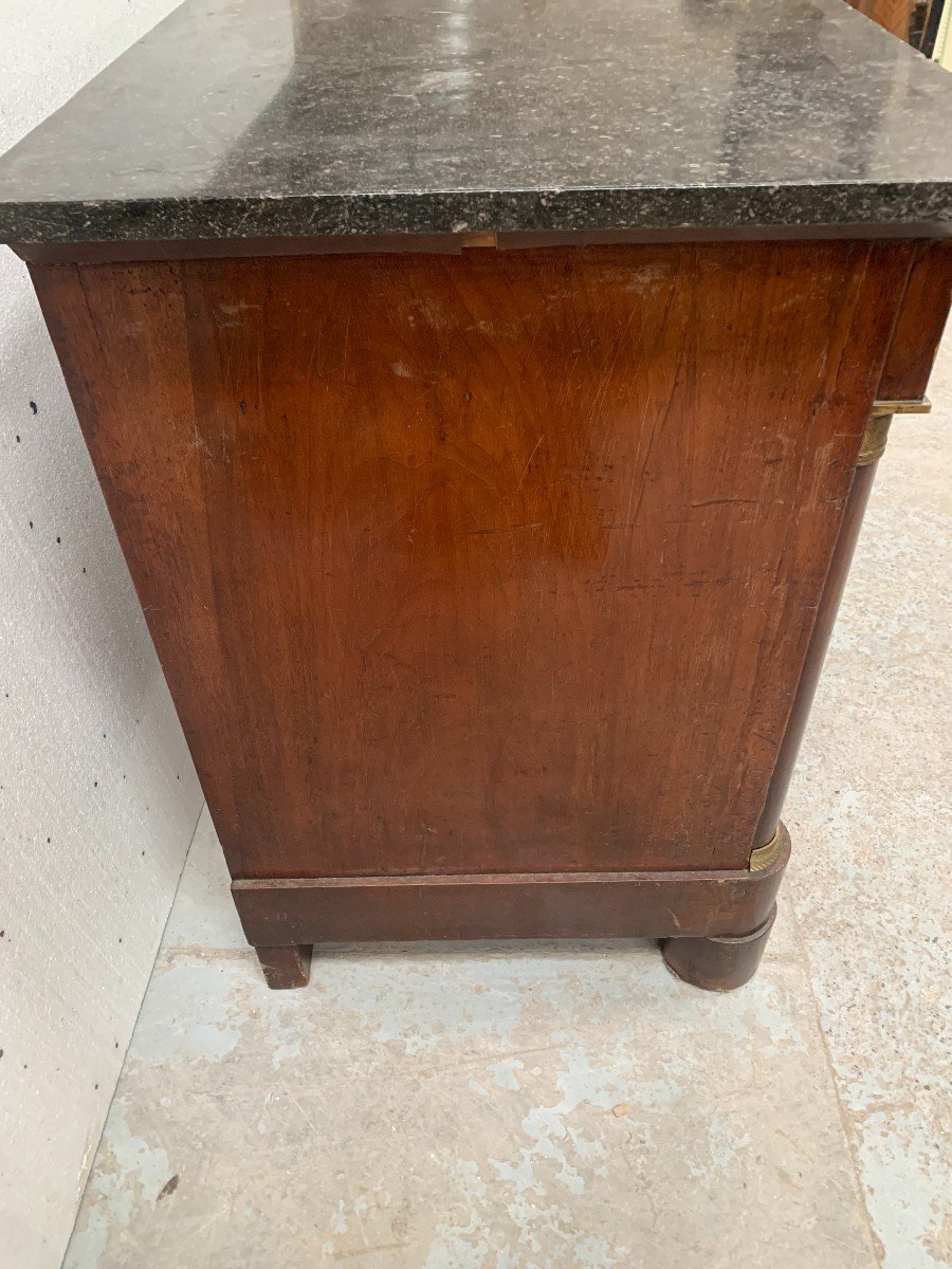 Empire Mahogany Chest Of Drawers With Half Columns, 19th Century-photo-3