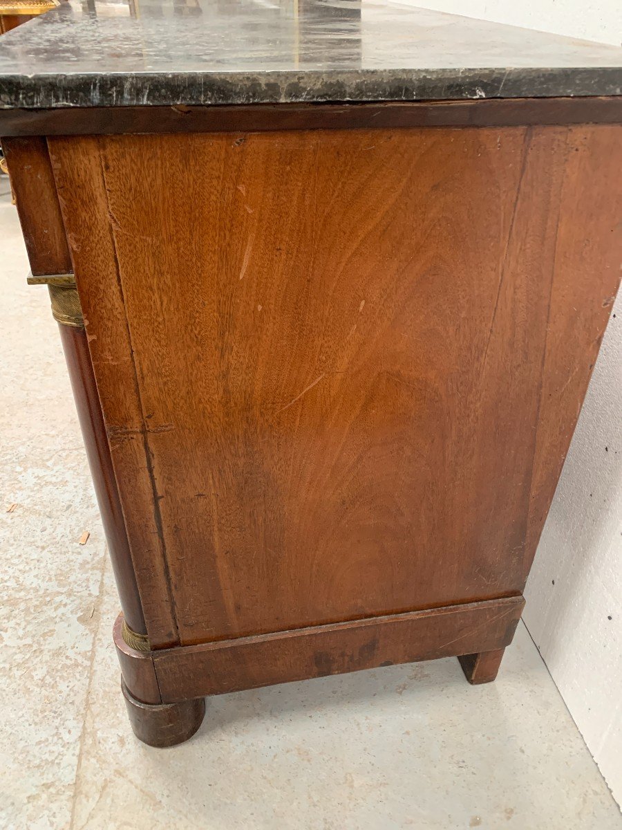 Empire Mahogany Chest Of Drawers With Half Columns, 19th Century-photo-4