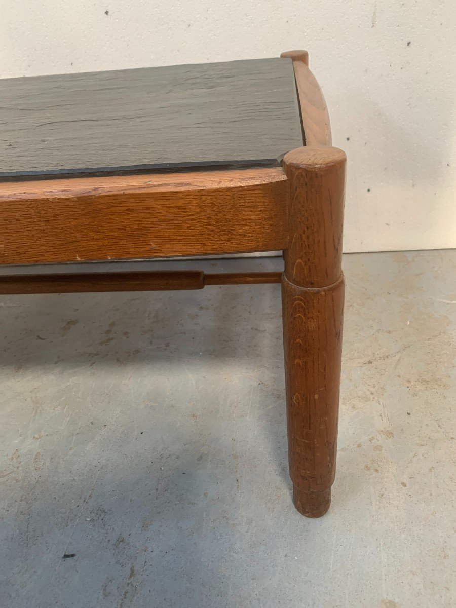 20th Century Oak Coffee Table With Slate Top-photo-2