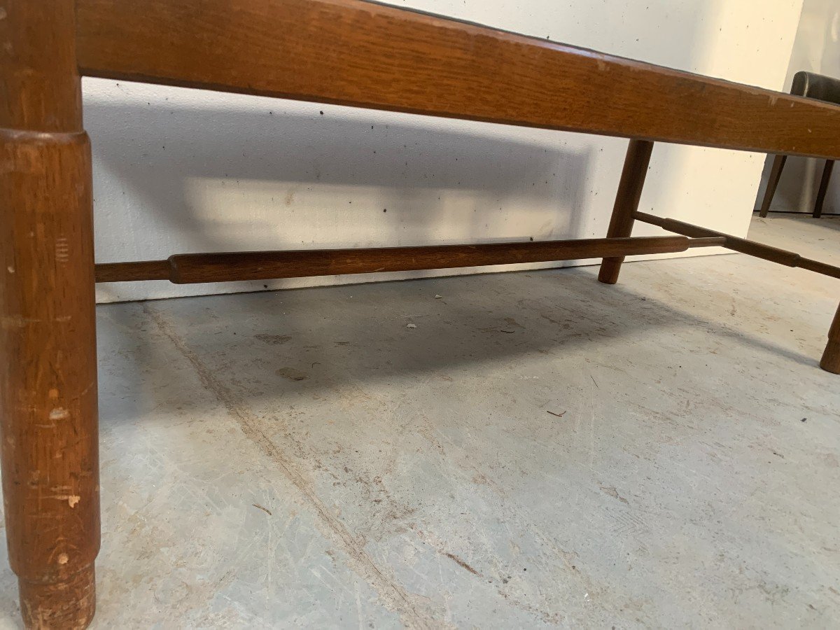 20th Century Oak Coffee Table With Slate Top-photo-2