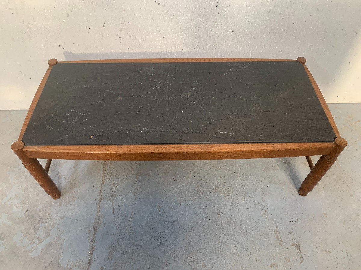 20th Century Oak Coffee Table With Slate Top-photo-7