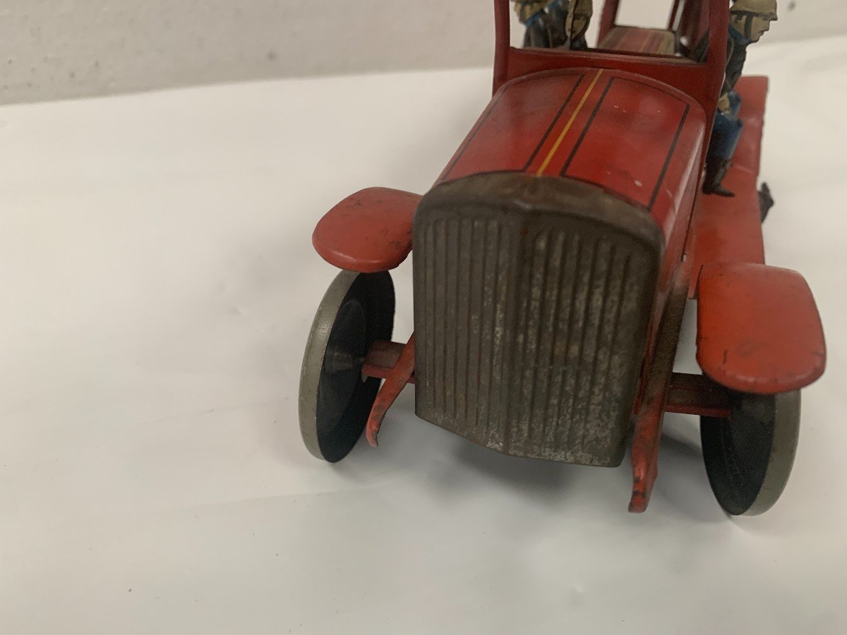 Antique Toy "large Ladder Fire Truck" 20th Century-photo-5